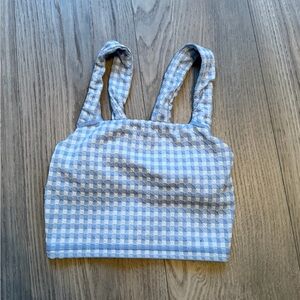 Aerie OFFLINE Blue Gingham Sports Bra | Textured | Size XS